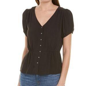 J. Crew Button Up Black Peblum Top Size 10